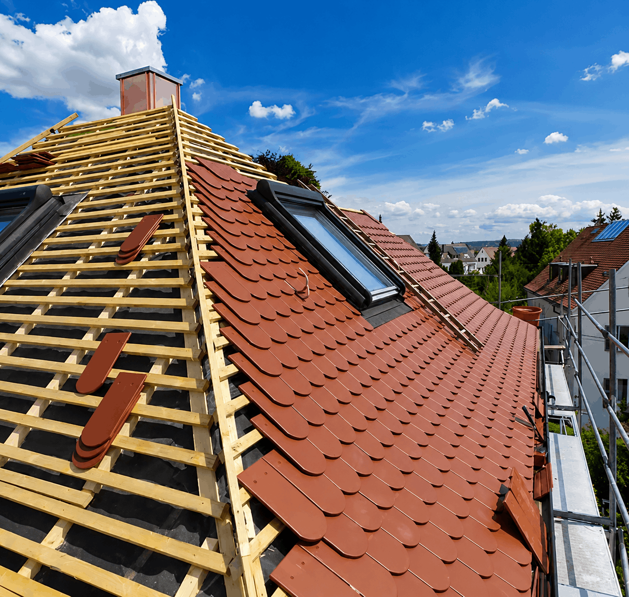 Toiture neuve en tuiles plates